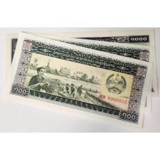 LAO 1992 . ONE HUNDRED 100 and ONE THOUSAND 1,000 KIP BANKNOTES